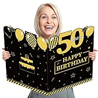 party greeting Jumbo 50th Birthday Card Giant Guest Book Big Happy 50th Birthday Card Party Decorations Supplies Extra Large 50th Birthday Gifts for Office Women Men Co-Worker