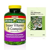 Spring Valley Super Vitamin B-Complex Tablets Dietary Supplement Value Size, 500 Count (Over 16 Months Supply) + Exclusive VitaMax Vitamin Guide (2 Items)