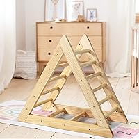 Salches Wooden Triangle Climbing Ladder, Toddler Climbing Triangle Toy w/3 Ladders, Suitable for Kids 3yr. Old+, Build Up Balance & Strength, Indoor Foldable Triangle Climbers for Boys & Girls