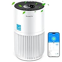 Mini Air Purifier for Bedroom, HEPA Smart Filter Air Purifier with App Alexa Control for Pet Hair, Odors, Pollen, Smoke, Portable Air Cleaner with 3 Speeds, 2 Modes, Timer, Aroma for Home