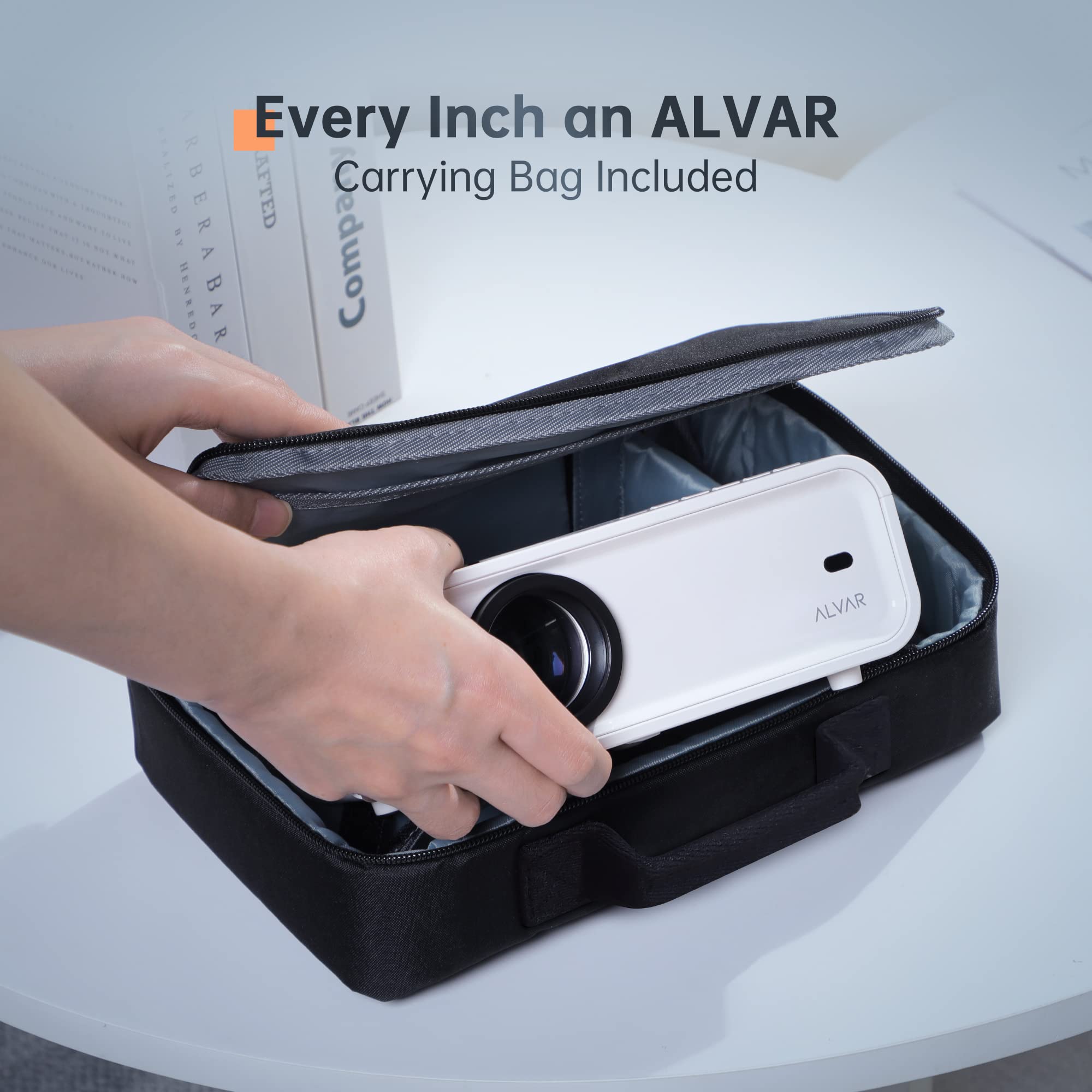 Mini Projector with 5G WiFi and Bluetooth W/Tripod & Bag, ALVAR 9000 Lumens Portable Outdoor Movie Projector 240