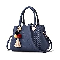 [LEAFICS] Women Casual Satchel Bag Retro Top Handle Shoulder Handbag and Purse Fashion Pendant PU Leather Crossbody Bag