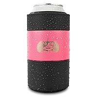 Toadfish Non-Tipping Can Cooler for 12oz Cans - Suction Cup Cooler for Beer & Soda - Includes Slim Can Adapter - Stainless Steel Double-Wall Vacuum Insulated Cooler - Pink