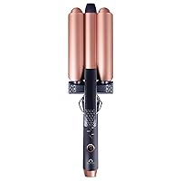Interchangeable Styler Sets - 3 in 1 Styling Base - Spring Curler, Waver, and Clipless Wand Set Options, Rose Gold and Black