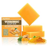 3 Pack Turmeric Soap Bar for Face & Body Cleanser, Smooth Skin and Moisturizing, All Natural Turmeric Skin Soap, Organic Handmade Ginger Soap – for All Skin Types, 3.53oz