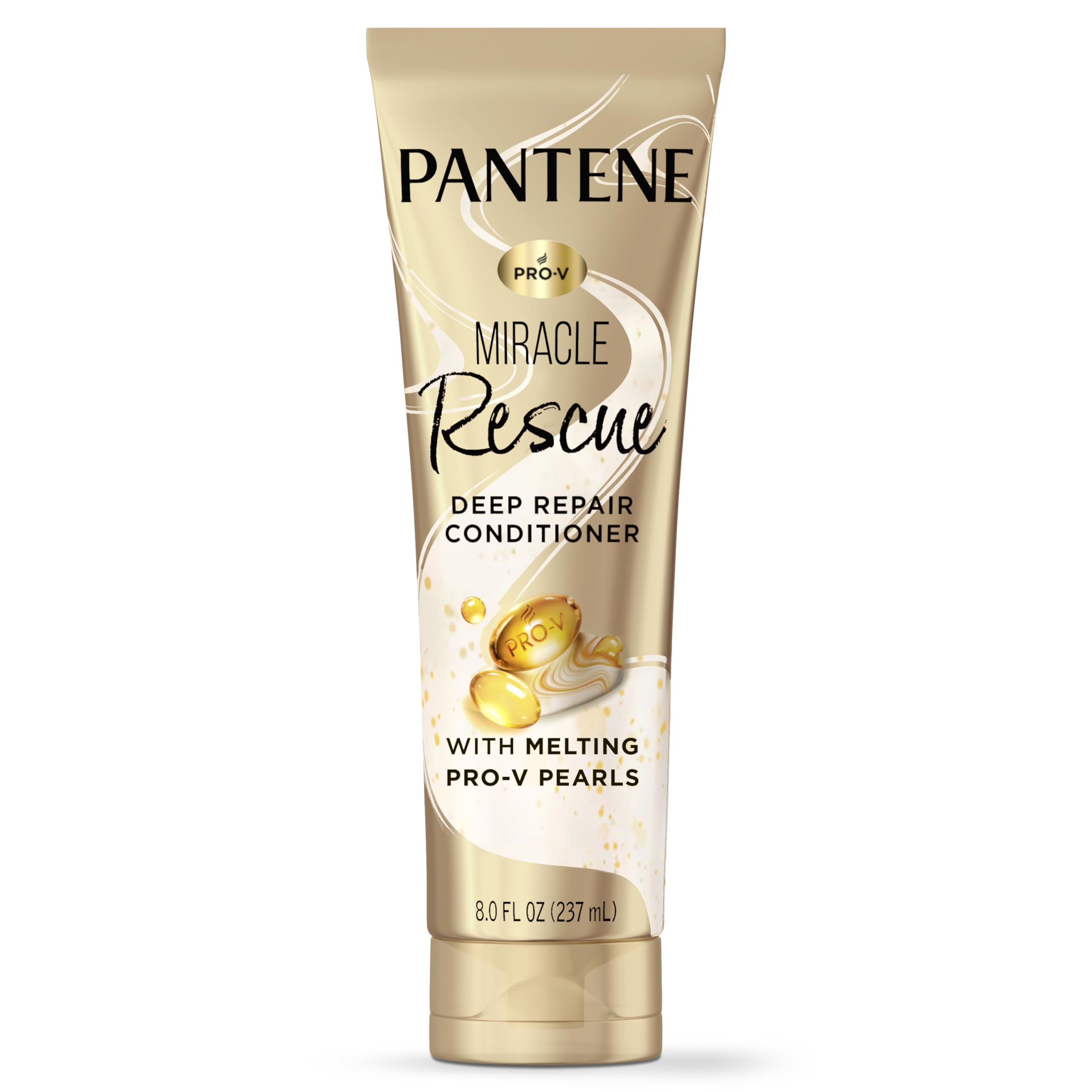 Pantene Miracle Rescue Deep Conditioner for Dry Damaged Hair with Melting Pro-V Pearls, Hair Treatment Transforms, Softens, and Repairs Hair, For All Hair Types, Safe for Color Treated Hair, 8.0 oz