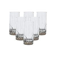 Luxurious Stunning Highball Glasses - Hand-Cut Glass And Hand Painted with 24 Karat Platinum Design - Luxurious Gift for Men and Women - Designed to Perfection - Set of 6 - 6