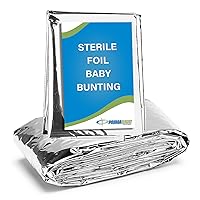 Primacare CS-6835 Sterile Foil Baby Bunting Blanket for Newborns and Infant, Disposable Emergency Heat Saving, 30