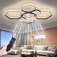 Ceiling Fans with Light, Modern Ceiling Fan with Dimmable LED Lamp and Remote Control, 3 Colour Temperatures, 6 Speed Wind Speed for Children's Room, Bedroom (Colour: Black)
