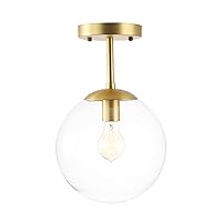 Light Society Zeno Globe Semi Flush Mount Ceiling Light, Clear Glass with Brass Finish, Contemporary Mid Century Modern Style Lighting Fixture (LS-C176-BRS-CLR)