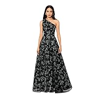 Blondie Nites Womens Black Zippered Pleated Strappy Back Lined Sleeveless Asymmetrical Neckline Full-Length Formal Gown Dress Juniors 15