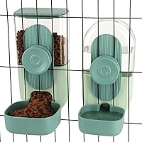 HOSUKKO 2PCS Plastic Small Pet Feeder and Water Dispenser Set for Guinea Pig, Rabbit, Cat, Small Animal, Automatic Gravity Supply, Safe Material, Easy to Clean