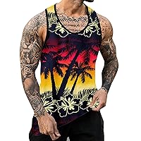 Mens Hawaiian Tank Top Novelty Graphic Big and Tall Casual Sleeveless Summer Holiday Beach Shirt Workout Muscle Tanks
