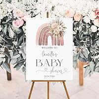Personalized Baby Shower Welcome Poster - Boho Floral Rainbow Girl Baby Shower Welcome Sign - Baby Shower Party Decorations - Pink Floral Baby Shower Sign - Spring Theme Baby Welcome Sign