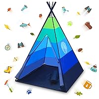 USA Toyz Happy Hut Teepee Tent for Kids - Indoor Pop Up Playhouse Tent for Boys, Girls, Toddler with Portable Storage Bag (Blue)