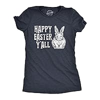 Womens Happy Easter Yall T Shirt Funny Bunny Saying Egg Hunt Basket Gift for Her