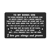Stepson Engraved Wallet Card Inserts, To My Bonus Son Gifts, Christmas Card for Step Son from Stepmom Stepdad