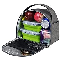 Gloppie Insulated Lunch Bags Lunch Box Cooler Bags Grey Lunch Tote Bag for Bento Box, On The Go, Work, Office, Picnic