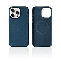 Alcantara Suede Phone Case Compatible with iPhone 15 Pro Max and Works with MagSafe - Blue