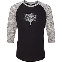 Grey Tree of Life Eco Raglan 3/4 Sleeve Yoga Tee Shirt