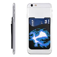 Blue Flame Dragon Leather Mobile Phone Wallet Cute Card Holder Credit Card Holder Id Protective Cover Mobile Phone Back Pocket