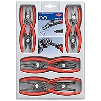 KNIPEX Tools 00 20 04 SB, Precision Circlip Snap-Ring Red Pliers 8-Piece Set