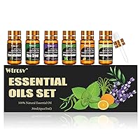 Essential Oils Set- 6 Aromatherapy Oils -Perfect for Diffuser, Humidifier,Aromatherapy, Candle Making, Massage-Peppermint, Tea Tree, Lavender, Eucalyptus, Lemongrass, Sweet Orange（5ml）