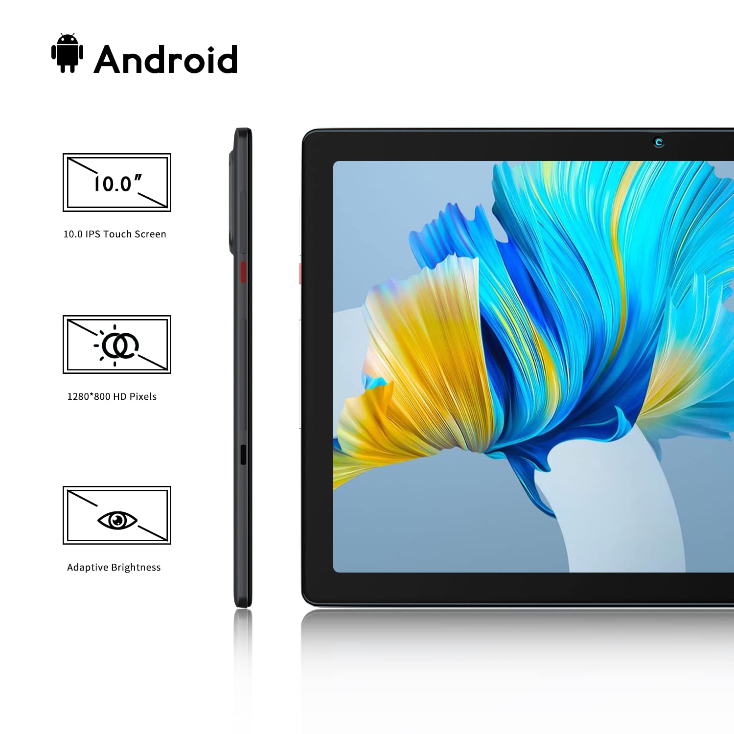10 Inch Tablet Android 10 IPS HD Display Quad-Core 32GB 6000mAh Tablets (Grey)