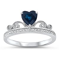 CHOOSE YOUR COLOR Sterling Silver Tiara Crown Ring