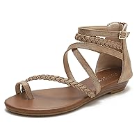 Women's Gladiator Sandals Flat Fisherman Thong Cross Strappy Sandals with Zipper