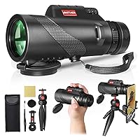 80x100 Monocular Telescope for Smartphones - High Powered HD Monocular with Tripod & Adapter, Low Light Night Vision for Adults - For Wildlife, Bird Watching, Hunting, Hiking