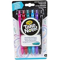 Crayola Medium Point Washable Gel Pens Set, School and Adult Coloring Supplies, 6 count
