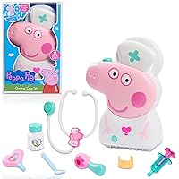 Just Play Peppa Pig Checkup Case Set with Carry Handle, 8-Piece Doctor Kit for Kids with Stethoscope, Kids Toys for Ages 3 Up