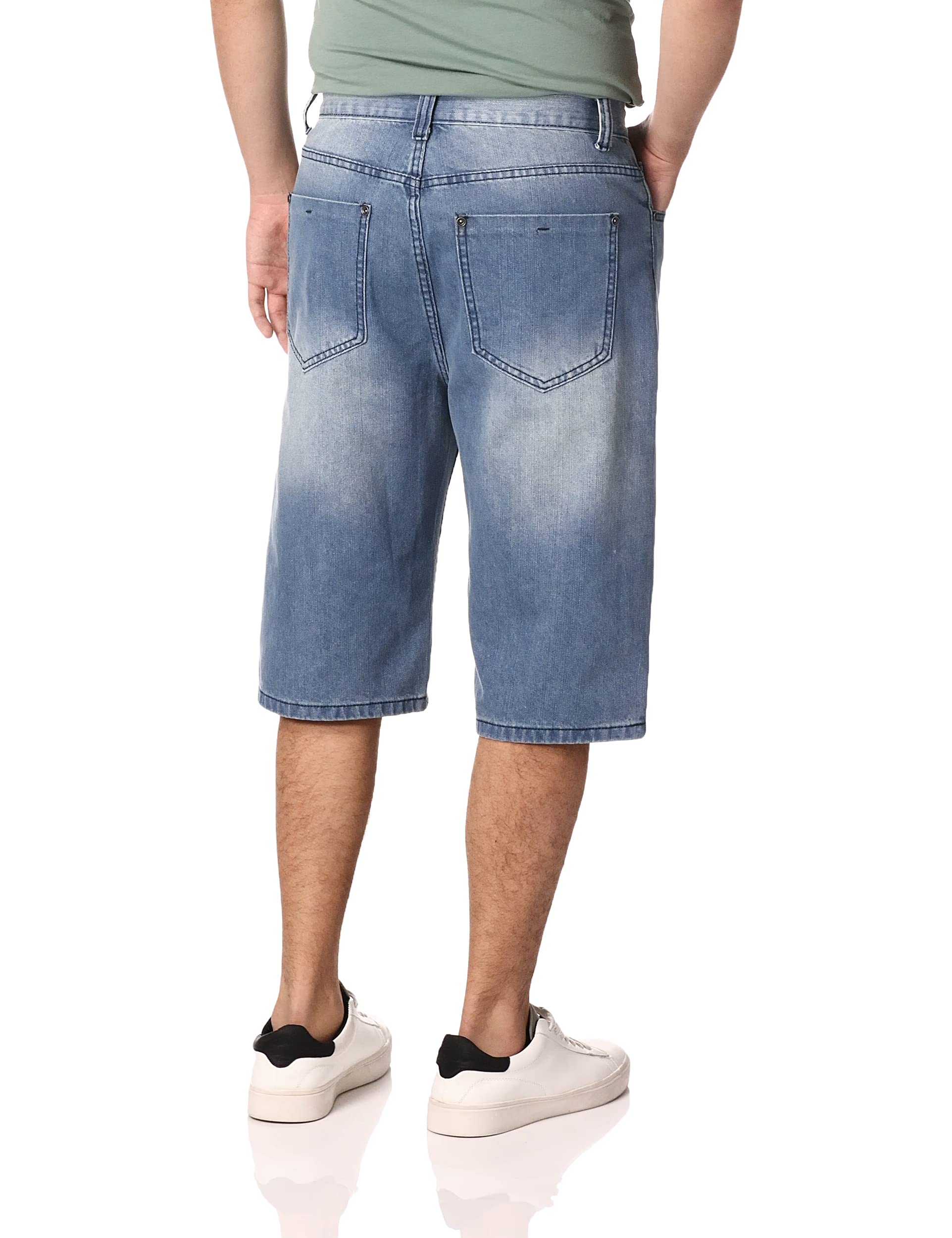 Southpole Men's Regular Fit Cross Hatch Basic Denim Shorts