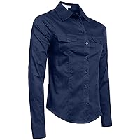 NE PEOPLE Womens Fitted Tailored Long Sleeve Button Down Shirt with Stretch
