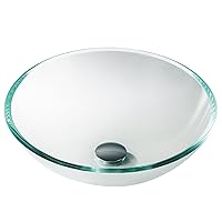 Kraus GV-100 Crystal Clear Glass Vessel Bathroom Sink, 16.5