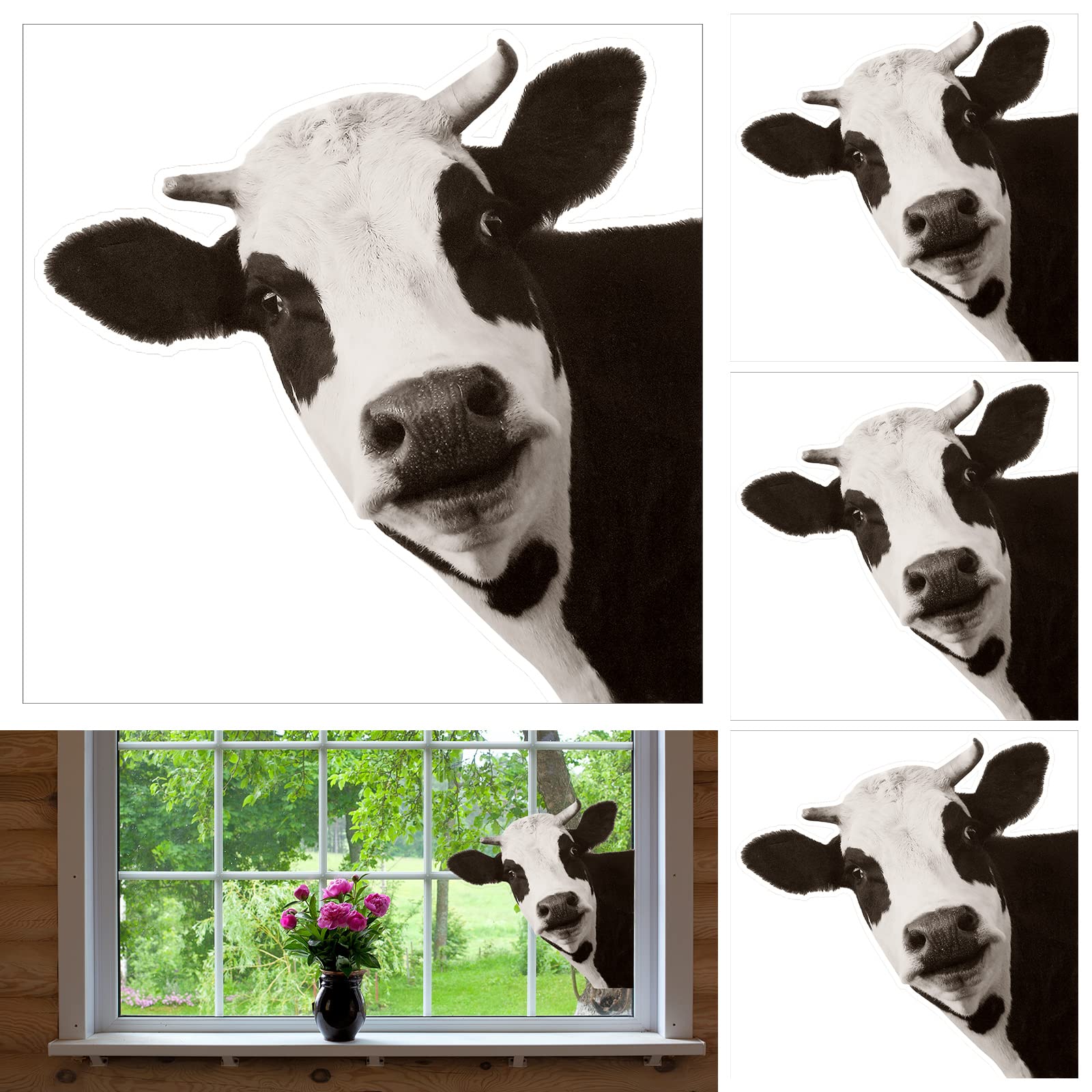 Mua 4 Pcs Funny Cow Wall Decal Giraffe Window Stickers Cute Animal ...