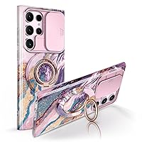 GVIEWIN Bundle - Compatible with Samsung Galaxy S23 Ultra Case (Dreamland River/Purple) + Magnetic Phone Ring Holder (Dreamland River)