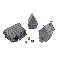 Little Town and Village Houses Scene, Architecture Terrain Scenery for 18-22mm Miniatures Wargame, 3D Printed and Paintable (Standard Edition)