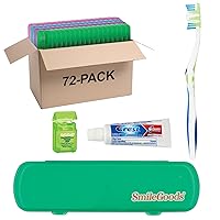 SmileGoods Adult Dental Care Kit Travel Case with Toothbrush, Toothpaste & Floss, 72 Pack