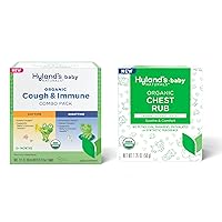 Hyland’s Naturals Baby Organic Cough & Immune Day & Night Combo Pack, Eases Coughs, Supports Immunity, Promotes Sleep + Chest Rub, Soothe & Comfort Organic Lavender, Peppermint, & Chamomile Flower Oil