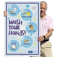 SmartSign “Wash Your Hands - Wet, Get Soap, Scrub, Rinse & Dry” Large Sign | 24