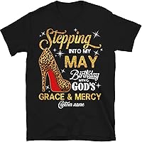 May Birthday Shirt for Women, Personalized May Birthday Shirt Gift, Stepping Into My May Birthday with God's Grace and Mercy F0, Multicolored