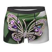 NEZIH Rhinestone butterfly Print Mens Boxer Briefs Funny Novelty Underwear Hilarious Gifts for Comfy Breathable