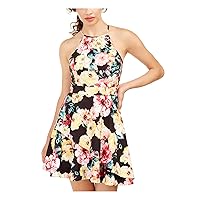 Speechless Womens Floral Halter Fit & Flare Dress