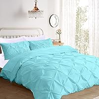 Collection4 Piece Set:1 Duvet and 1 Comforter and 2 Pillowsaame Pinch Pleat Pintuck Fashion Duvet Set and Box Design2 Cushin Cover Also Free,(Twin/Twin XL) Aqua Blue