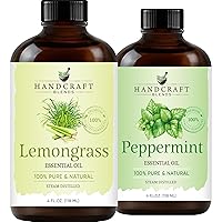 Handcraft Blends Peppermint Essential Oil and Lemongrass Essential Oil Set – Huge 4 Fl. Oz – 100% Pure and Natural Essential Oils – Premium Therapeutic Grade with Premium Glass Dropper