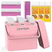 3 IN 1 Roll On Waxing Kit, CENYEDA Hair Removal Triple Roll-On Wax Warmer with 7 Honey Wax Cartridge 150 Wax Strip and 40 After-Wax Wipes Depilatory Wax Roller Refill for Legs Arms and Underarm