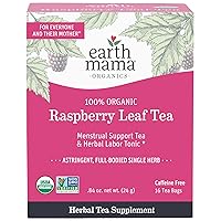 Earth Mama Organic Raspberry Leaf Tea Bags | Labor Tonic & Menstrual Support Herbal Tea, Red Raspberry Leaf Tea for Pregnancy & Postpartum Care Recovery, Caffeine Free Tea, Non GMO, (16 Teabags)