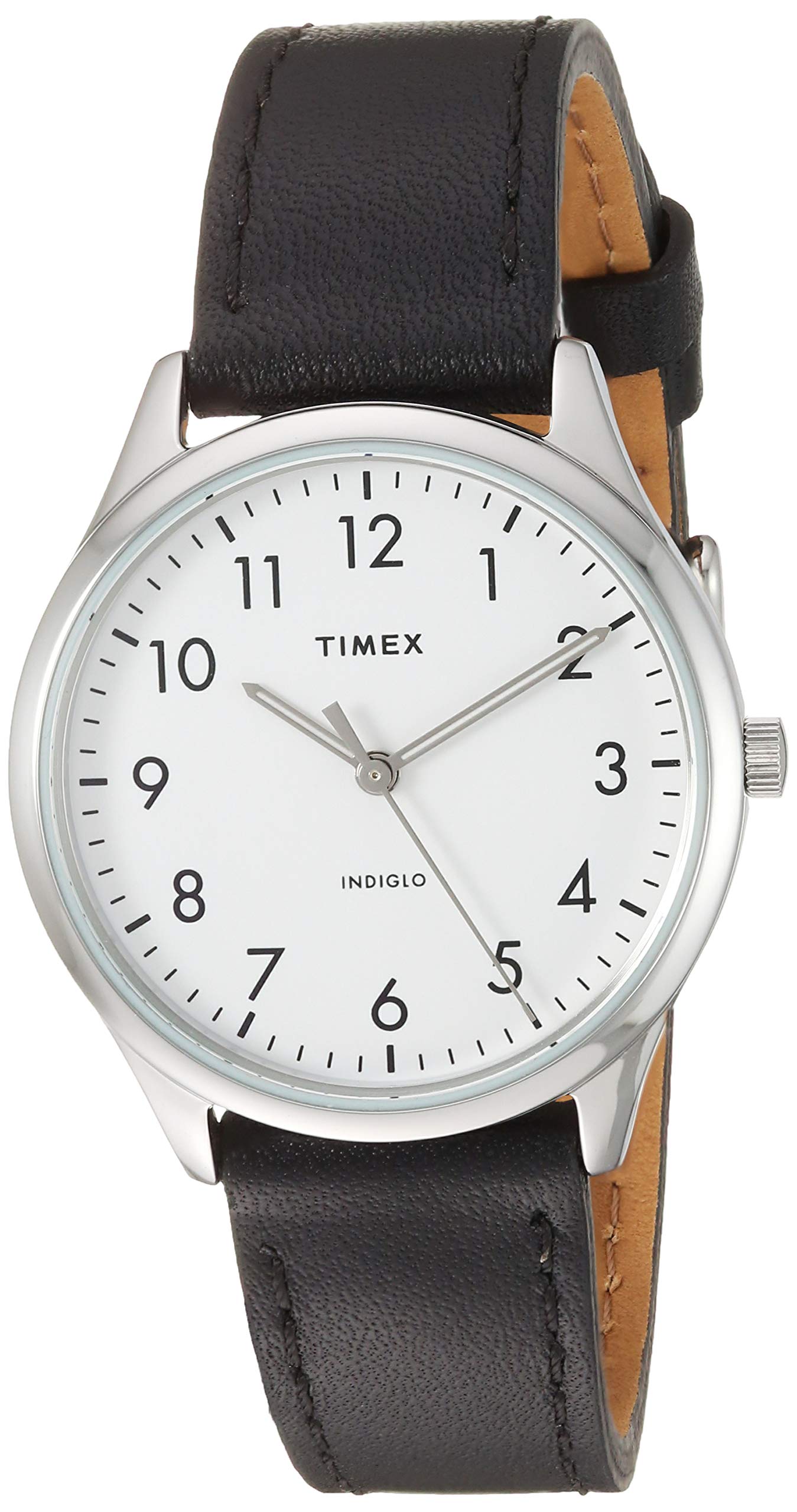 Timex Women's TW2T72100 Modern Easy Reader 32mm Black/Silver/White Genuine Leather Strap Watch